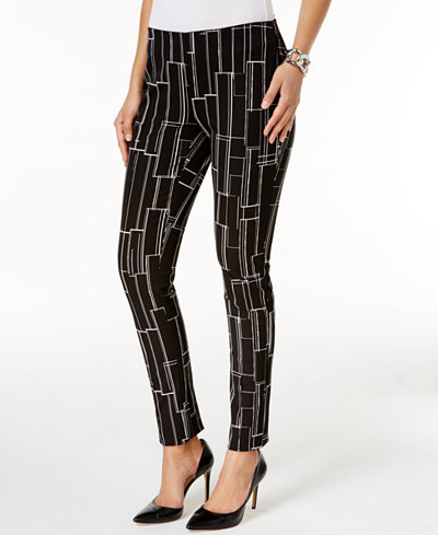 Alfani Petite Printed Pull-On Slim Pants, Only at Macy's - Pants & Capris - Women - Macy's