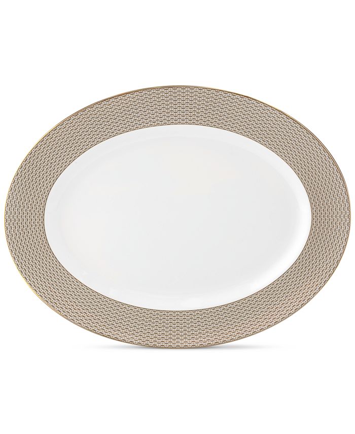 Waterford Lismore Diamond Gold Collection Oval Platter - Macy's