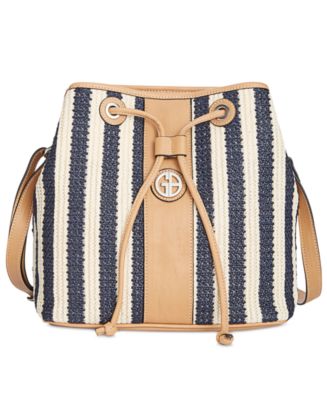 Giani Bernini Striped Straw Bucket Bag, Only at Macy&#39;s - Handbags & Accessories - Macy&#39;s