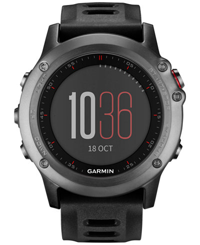 Garmin Unisex Digital Fenix 3 Sapphire Black Silicone Strap Smart Watch 30mm 010-01338-70