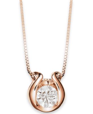 Sirena Bezel-Set Diamond (1/12 ct. t.w.) Pendant Necklace in 14k Gold - Rose Gold