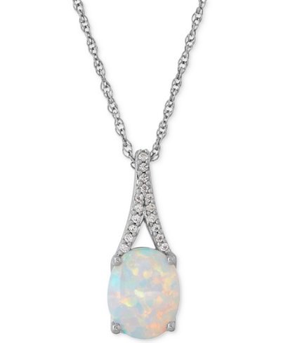 Lab-Created Opal (1 ct. t.w.) and White Sapphire Accent Pendant ...