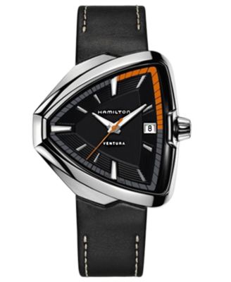 Hamilton - Men's Swiss Ventura Elvis 80 Black Leather Strap Watch 43x45mm H24551731