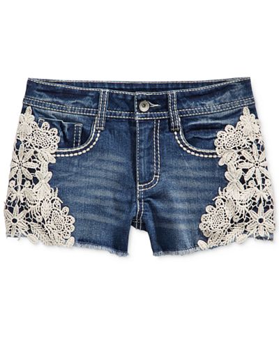 Imperial Star Crochet Denim Shorts, Big Girls (7-16)