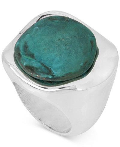 Robert Lee Morris Soho Silver-Tone Patina Stone Sculptural Ring