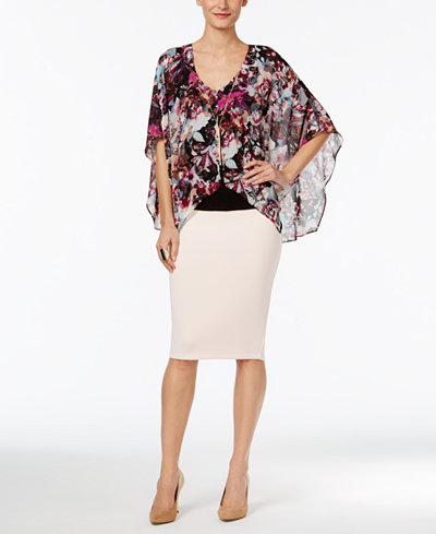 Thalia Sodi Printed-Overlay Necklace Top & Pencil Skirt, Only at Macy's