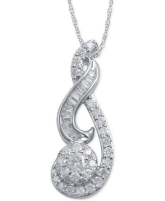 Macy's Diamond Pendant Necklace (1/2 Ct. T.w.) In Sterling Silver - Macy's