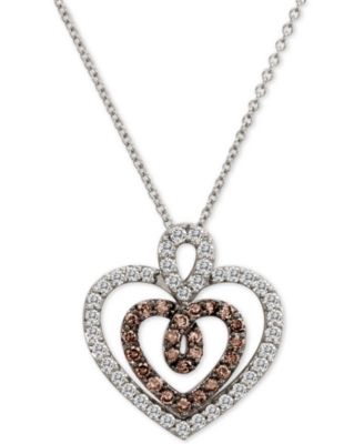 Le Vian - Diamond Double Heart Pendant Necklace (9/10 ct. t.w.) in 14k White Gold