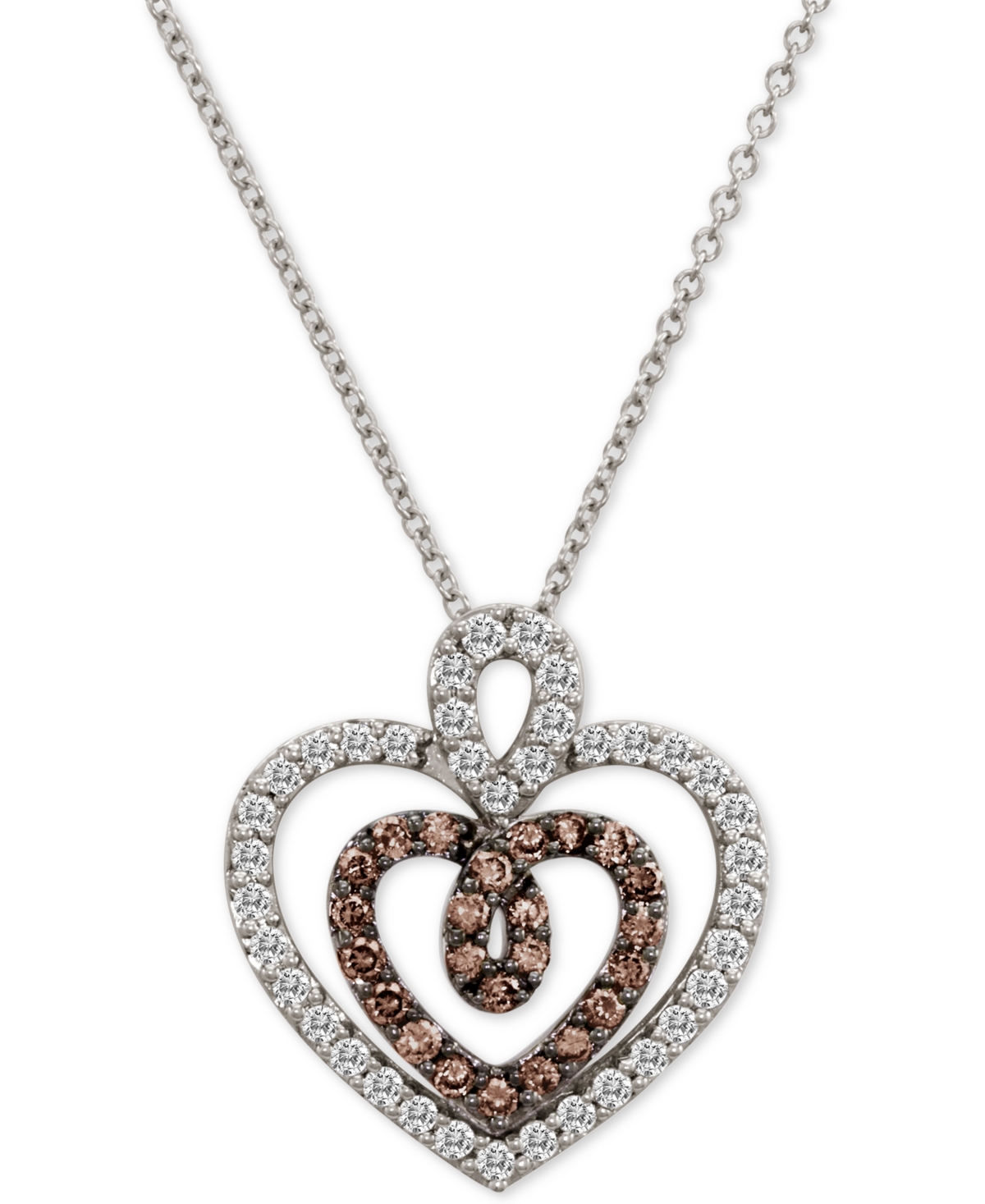 Le Vian Chocolatier Diamond Double Heart Pendant Necklace (9/10 Ct. T.w.) In 14k White Gold In Gold