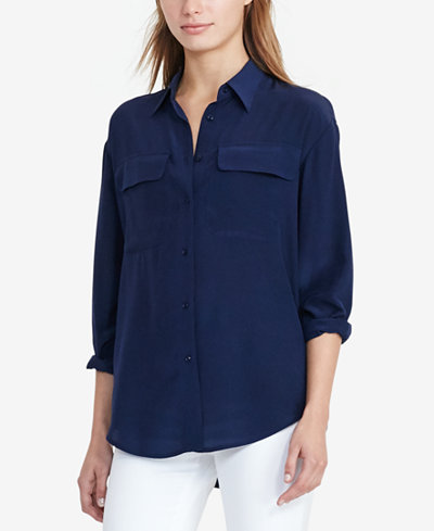 Lauren Ralph Lauren Crepe Button-Up Shirt