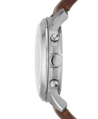 Men's Chronograph Grant Brown Leather Strap Watch 44mm