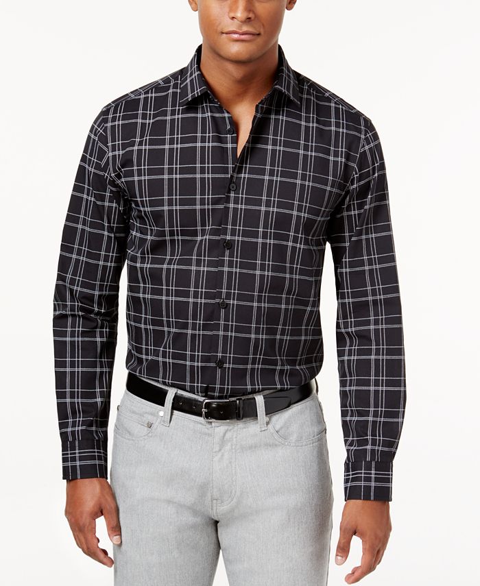 Alfani Men's Plaid Shirt, Created for Macy's & Reviews - Casual Button ...