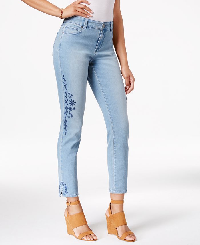 Style & Co Petite Embroidered Calabasas Wash Skinny Jeans, Created for ...
