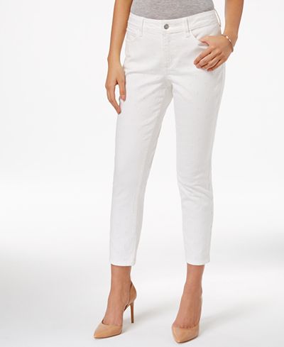 NYDJ Alina Embroidered Optic White Wash Skinny Jeans