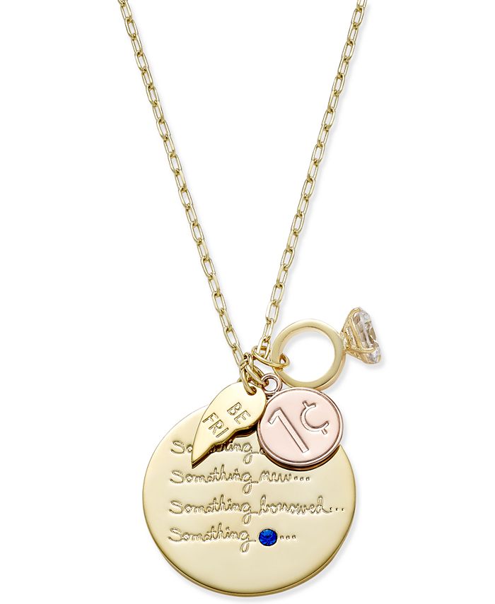 Kate Spade New York Gold Tone Tie The Knot Charm Pendant Necklace Reviews Fashion Jewelry Jewelry Watches Macy S