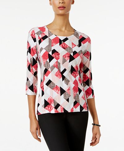 JM Collection Printed Jacquard Top, Only at Macy's