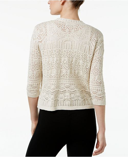 JM Collection Petite Cropped Crochet Cardigan, Created for Macy's