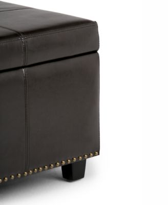Rhodes Faux Leather Rectangular Storage Ottoman