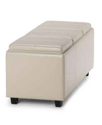 Avalon Faux Leather Storage Ottoman with 3 Trays