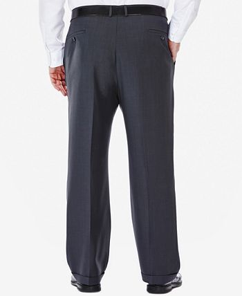 Haggar Men's Eclo Stria Classic Fit Pleated Hidden Expandable Waistband Dress Pants Blue Size 40X32