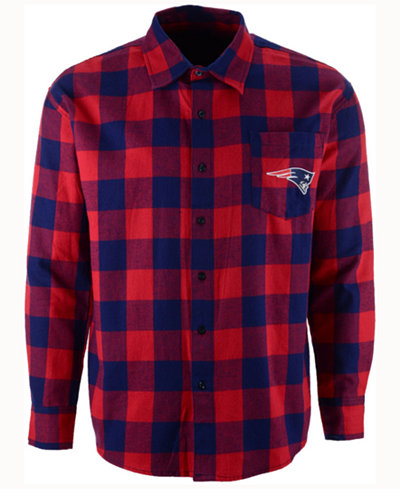 Forever Collectibles Men's New England Patriots Large Check Flannel Button Down Shirt