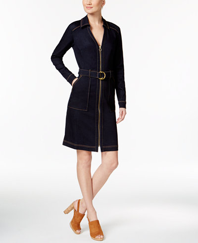 INC International Concepts Belted Denim Shirtdress, Only at Macy's