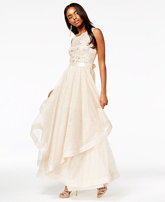 Say Yes to the Prom Juniors&#39; Embellished Layered Gown, A Macy&#39;s Exclusive - Juniors Dresses - Macy&#39;s