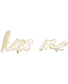 "Kiss Me" Cursive Stud Earrings in 10k Gold