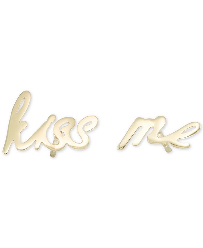 Macy's - "Kiss Me" Cursive Stud Earrings in 10k Gold