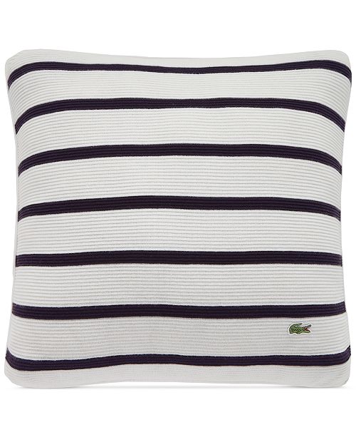 Lacoste Home Antibes Ribbed Knit Stripe 16 Square Decorative