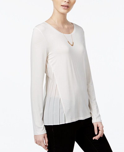 Maison Jules Pleated Contrast Top, Only at Macy's
