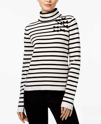 Maison Jules Striped Mock-Neck Sweater, Only at Macy's