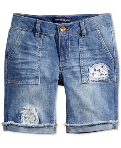 Imperial Star Crochet-Trim Denim Bermuda Shorts, Big Girls (7-16)