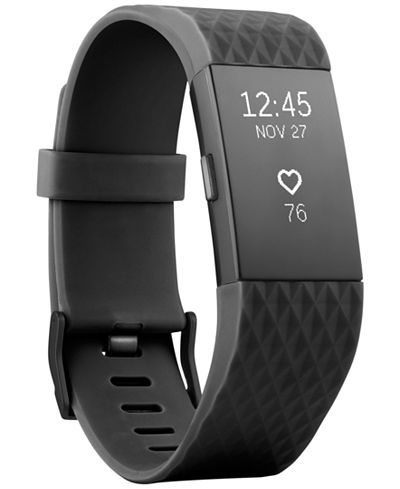 Fitbit Unisex Charge 2 Black Strap Heart Rate + Fitness Wristband Small ...