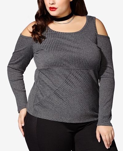 mblm by Tess Holliday Trendy Plus Size Cold-Shoulder Top