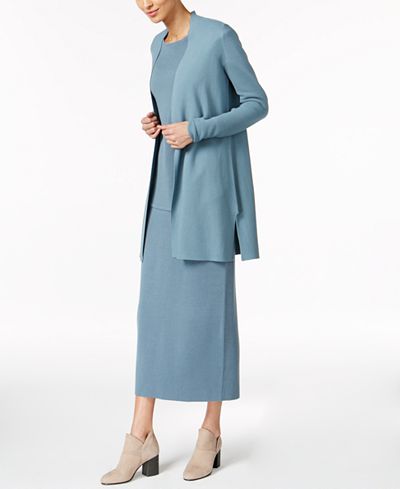 Eileen Fisher Draped Cardigan, Crew-Neck Sweater & Midi Skirt