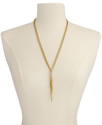 Macy's - Diamond Tassel Lariat Necklace (1/4 ct. t.w.) in 14k Gold-Plated Sterling Silver
