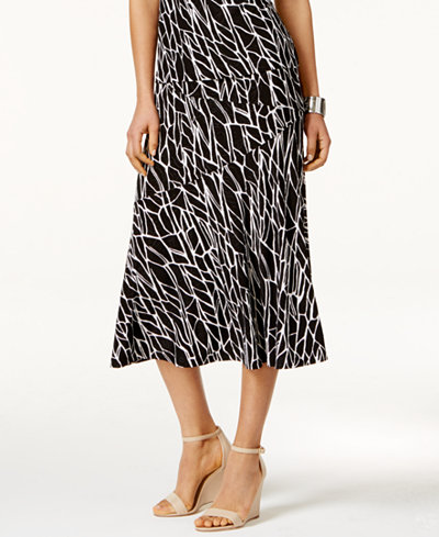 JM Collection Petite Printed Jacquard A-Line Skirt, Only at Macy's