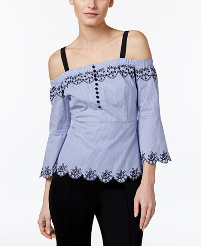 YYIGAL Embroidered Cold-Shoulder Cotton Top, a Macy's Exclusive Style
