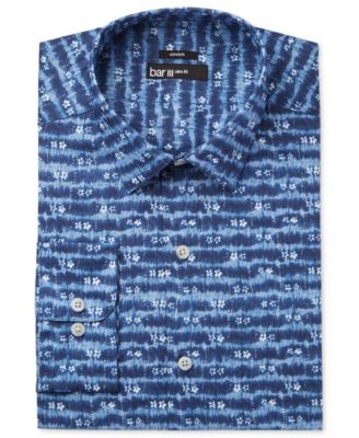 Bar III - Men's Slim-Fit Stretch Indigo Tie Dye Print Dress Shirt, Only at Macy's