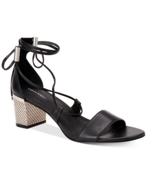 UPC 190919083222 product image for Calvin Klein Women's Natania Lace-Up Block-Heel Sandals Women's Shoes | upcitemdb.com