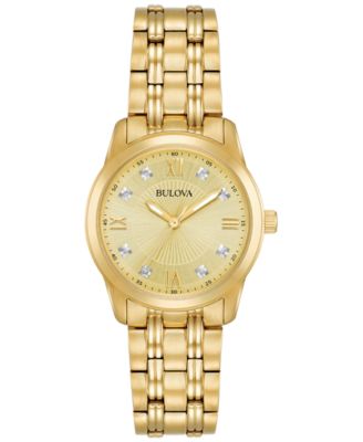 Bulova - Women's Diamond Accent Gold-Tone Stainless Steel Bracelet Watch 30mm 97P119