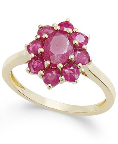 Certified Ruby Cluster Ring (2 ct. t.w.) in 14k Gold, Created for Macy ...