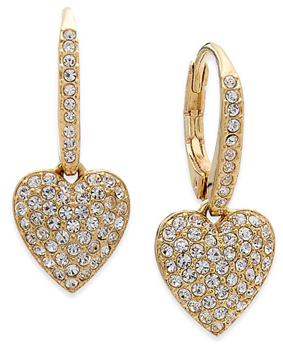 Danori Gold-Tone Pavé Heart Drop Earrings