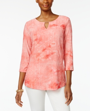 Jm Collection Tie-Dyed Embellished Tunic, Only at Macy's