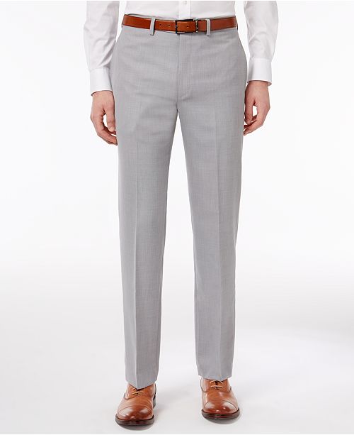 Calvin Klein Men's Extra Slim-Fit Silver Gray Sharkskin Dress Pants ...