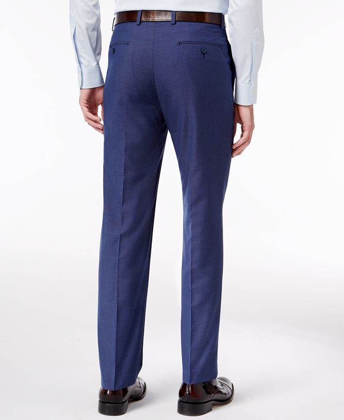 Calvin Klein Men's Extra Slim-Fit Blue Check Dress Pants - Macy's