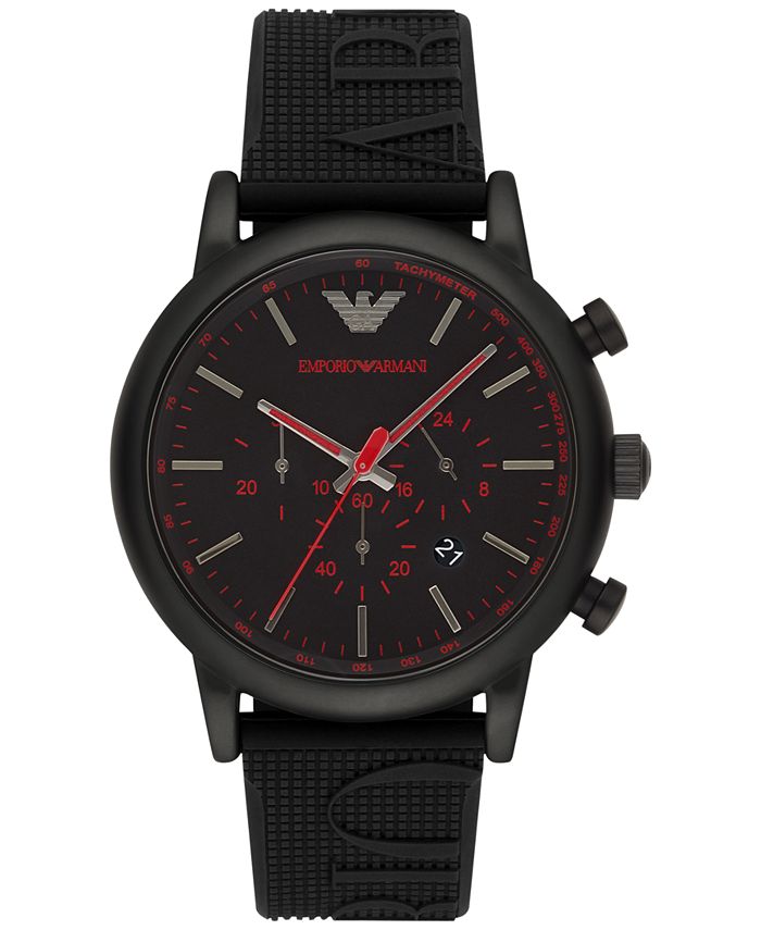 Emporio Armani Men's Chronograph Black Silicone Strap Watch 46mm ...