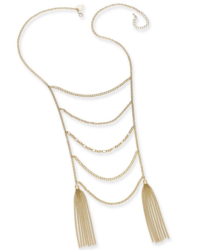 Thalia Sodi Gold-Tone Ladder Tassel Statement Necklace, Created for ...