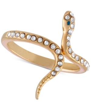 image of Rachel Rachel Roy Gold-Tone Crystal Studded Snake Ring